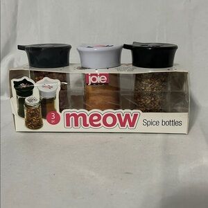 Joie Meow 3-Piece Spice Bottle Set - Black, White & Pink Accents